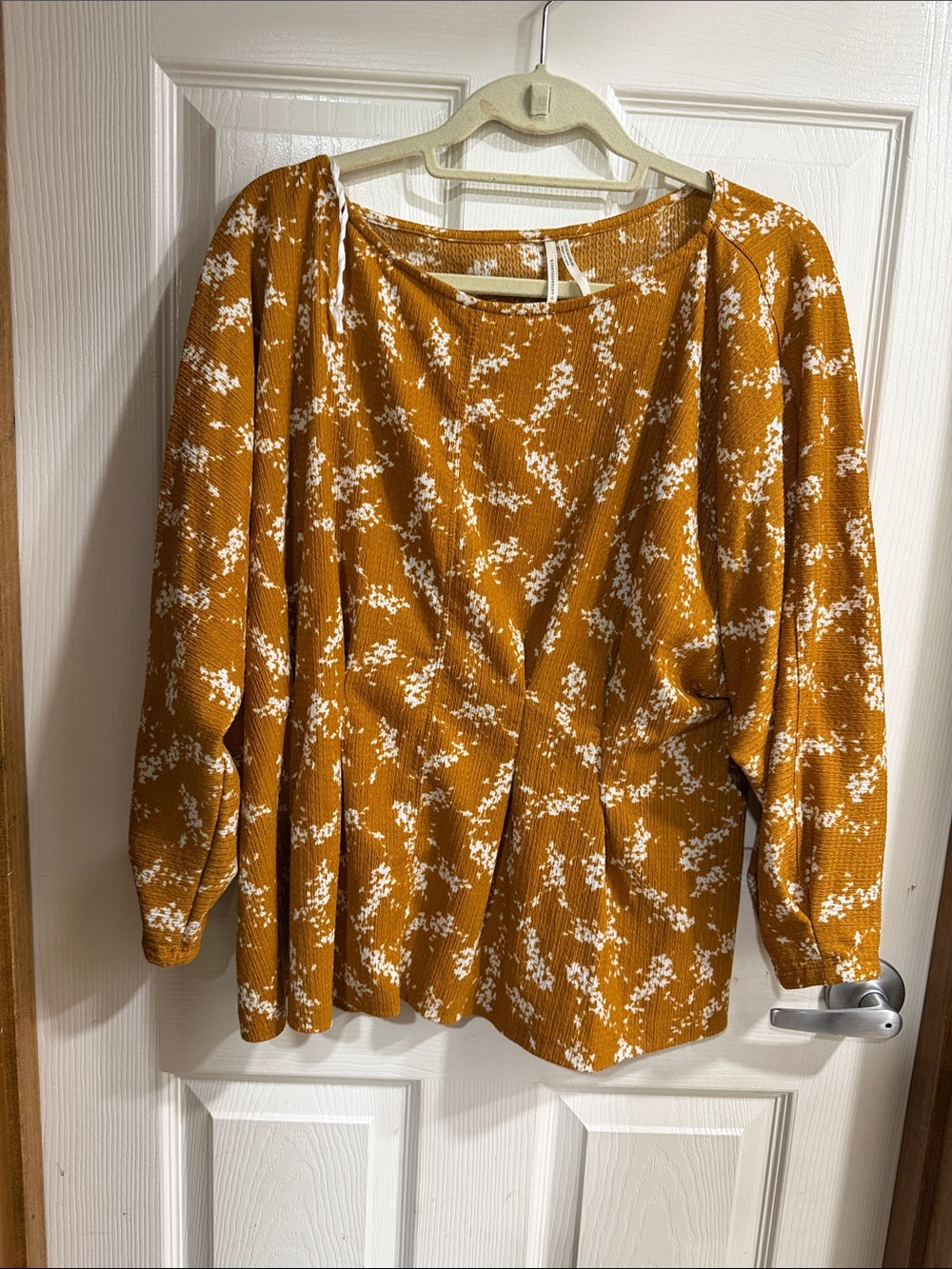 Anthropology Women’s Mustard Floral 3/4-Sleeve Blouse